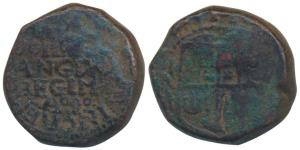 Bombay Copper Pice or Copperoon, 13.3g, obv. shield of arms of the East India Company with