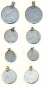 Victoria Empress, Silver Rupee 1898; Silver ½ Rupee 1884 & 1893; Silver ¼ Rupee 1877. All 