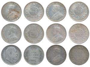 Silver Rupee (6), Edward VII, 1905, George V, 1916 (2), 1919 (3). Fine+ to Very Fine+. (6)