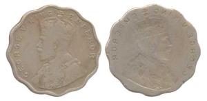 George V, Copper Nickel Anna, Error, Brockage, nice deep and complete Lakhi impression on 