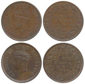 George VI, Copper ¼ Anna, 1940, Bombay Mint, Young Head; 1941. Extremely Fine. (2)
