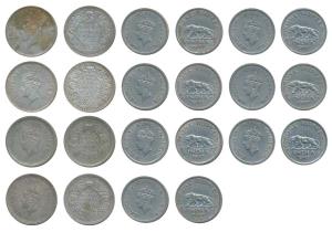 George VI, Half Silver Rupee (4), 1940, 1941, 1944 & 1945; Cupro Nickel Rupee (7), 1947 (7