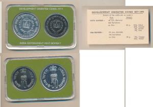 1979 Uncirculated Set, Happy Child Nation’s Pride, set of 2, Rupees 10 and 50. In near imm