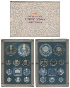 1979 Proof Set, Happy Child Nation’s Pride, set of 10, 1 Paisa to Rupees 50. Minor tear in