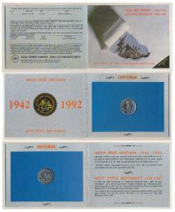 1993 Uncirculated Set, Quit India Movement, set of 1, Rupees 10. In immaculate condition, 
