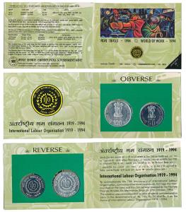 1994 Uncirculated Set, World of work, set of 2, Rupees 50 to 100. In immaculate condition,