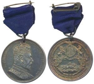 Edward VII Coronation Medal, Silver, obv. bust of the ruler to right, rev. coat of arms wi