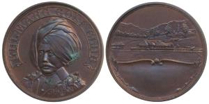 Gulmarg Golf Club, Bronze Medal, obv. Maharaj Hari Singhji Bahadur wearing a turban in mil