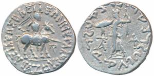 Auc 115I-103 Indo-Scythians, Azes I (c. 60-50 BC), Silver Tetradrachm, 8.97g, Hazara Mint,