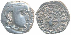 Guptas, Skandagupta, Silver Drachma, Madhyadesha type, obv. bust of the ruler to right, re