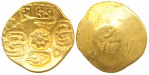Yadavas of Devagiri, Bhillama V (c. 1185-1193 AD), Gold Padma Tanka, 3.71g, Punch-marked t