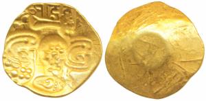 Yadavas of Devagiri, Bhillama V, Gold Padma Tanka, 3.71g, Punch-marked type, with five pun