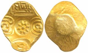 Yadavas of Devagiri, Singhana Deva (1200-1247 AD), Gold Gadyana / Padma Tanka, 3.8g, Punch