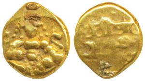 Vijayanagar Empire, Krishnadeva Raya (c. 1509-1529 AD), Gold ½ Pagoda, 1.66g, obv. Krishna