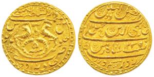 Ghazi-ud-din Haider (AH 1230-1243; 1819-1827 AD), Gold Ashrafi, 10.69g, Dar us- Sultanat L