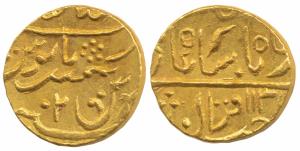 Daulat Rao (AH 1209-1243, 1795-1827 AD), Gold Mohur, 10.76g, Lashkar Mint, in the name of 