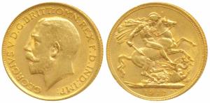 Great Britain, George V, Gold Sovereign, 8g, 1912, (KM 820). Extremely Fine.