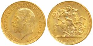South Africa, George V, Gold Sovereign, 8g, 1929, ‘SA’ mint mark for South Africa, St. Geo
