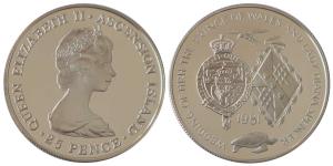 Ascension Islands, Elizabeth II, Silver 25 Pence, 28.28g, 1981 Wedding of Prince Charles a