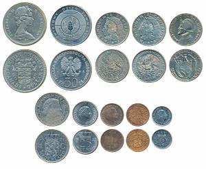 Assorted Lot, Poland, Cupro-Nickel 50 Zlotych, 1981; Mexico, Cupro-Nickel, 50 Centavos, 19