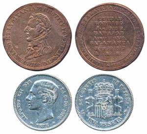Assorted Lot, Spain, Alfonso II Rey, Silver Peseta, 4.91g, 1876, (KM 672); Colonial Canadi