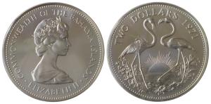 Bahamas, Elizabeth II, Silver 2 Dollars, 29.8g, 1971, rev. the national Bird of the countr