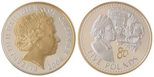 Bailiwick of Guernsey, Elizabeth II, Silver 5 Pounds, 28.28g, 2006, Queen Elizabeth's 80th