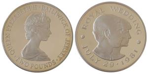 Bailiwick of Jersey, Queen Elizabeth II, Silver 2 Pounds, 28.28g, 1981 Wedding of Prince C