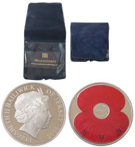 Bailiwick of Jersey, Queen Elizabeth II, Silver, 5 Pounds, 28.28g, 2013, Poppy Series, Unc