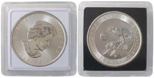 Canada, Elizabeth II, Silver 5 Dollars, 23.33g, rev. two grey wolves howling over a snow-c