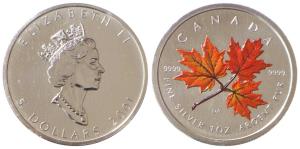 Canada, Elizabeth II, Silver 5 Dollars, 1oz, 31.1g, 2017, rev. coloured maple leaf. Uncirc