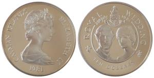 Cayman Islands, Queen Elizabeth II, Silver 10 Dollars, 28.28g, 1981 Wedding of Prince Char