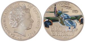 Cook Islands, Queen Elizabeth II, Silver 5 Dollars, 25g, 2010, rev. Battle of Britain, Pro