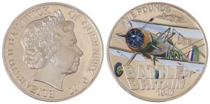 Cook Islands, Queen Elizabeth II, Silver 5 Dollars, 25g, 2010, rev. Battle of Britain, Pro
