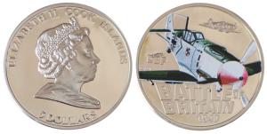 Cook Islands, Queen Elizabeth II, Silver 5 Dollars, 25g, 2010, rev. Battle of Britain, Pro