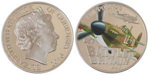 Cook Islands, Queen Elizabeth II Silver 5 Dollars, 25g, 2010, rev. Battle of Britain, Proo