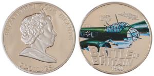 Cook Islands, Queen Elizabeth II, Silver 5 Dollars, 25g, 2010, rev. Battle of Britain, Pro