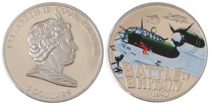 Cook Islands, Queen Elizabeth II, Silver 5 Dollars, 25g, 2010, rev. Battle of Britain, Pro