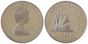 East Caribbean Territories, Queen Elizabeth II, Silver 10 Dollars, 28.28g, 1981 Wedding of
