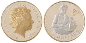 East Caribbean, Elizabeth II, Silver 10 Dollars, 28.28g, gold cameo on the bust, 2006, Que