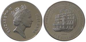 Fiji, Elizabeth II, Silver 5 Dollars, 20g, 1994, London House (KM 69). Proof.