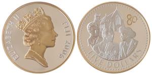 S247 Fiji, Elizabeth II, Silver 5 Dollars, 28.28g, 2006, Queen Elizabeth's 80th Birthday, 