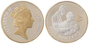 Fiji, Elizabeth II, Silver 5 Dollars, 28.28g, 2006, King George VI with the Queen Mother h