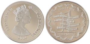 Gibraltar, Elizabeth II, Silver 5 Pounds, 28.28g, 2014, Prince George First birthday. Proo