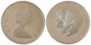 Great Britain, Queen Elizabeth II, Silver 25 New Pence, 28.28g, 1981 Wedding of Prince Cha