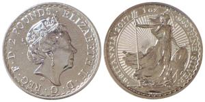 Great Britain, Queen Elizabeth II, Silver 2 Pounds, 31.1g, 1oz, 2017, rev. Standing figure