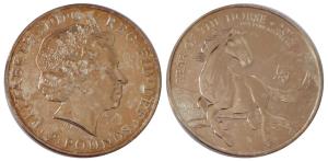 United Kingdom, Elizabeth II, Silver 2 Pounds, 31.1g, 2014, Year of horse. Proof.