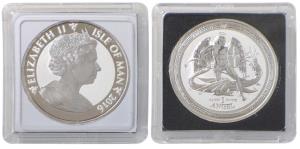 Isle of Man, Elizabeth II, Silver 1 Angel, 31.1g, 2016. Uncirculated.