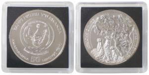 Rwanda, Silver 50 Francs, 31.10g, 2016, Animals Series. Uncirculated.