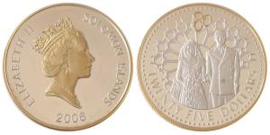 Solomon Islands, Elizabeth II, Silver 25 Pounds, 28.28g, gold cameo on the bust, 2006, 80t